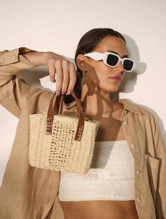 Piccolo Petit Straw Bag in Beige
