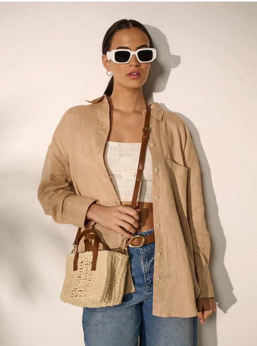 Piccolo Petit Straw Bag in Beige