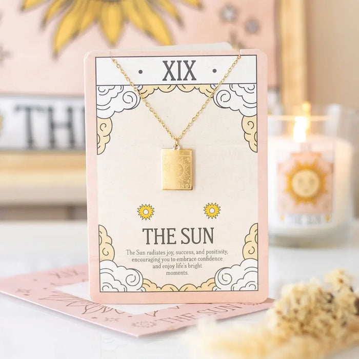 The Sun Vintage Tarot Necklace with Greeting Card