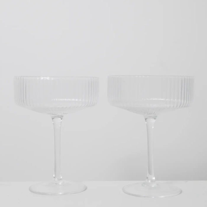 Hazel Ribbed Coupe Glasses Set of 2