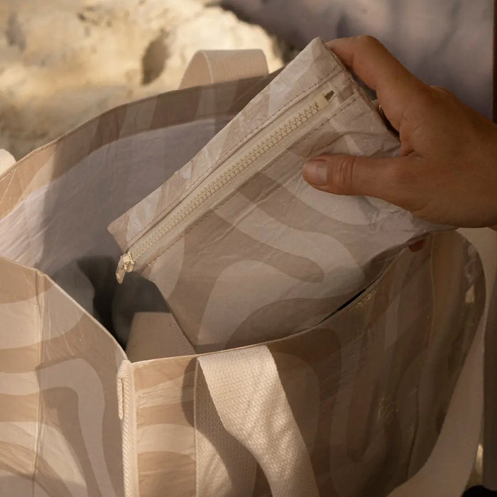 Neutral Soft Blush & Beige Beach Pouch with Handles