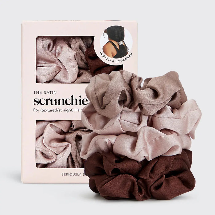 Kitsch Satin Sleep Scrunchies 5pc Cameo